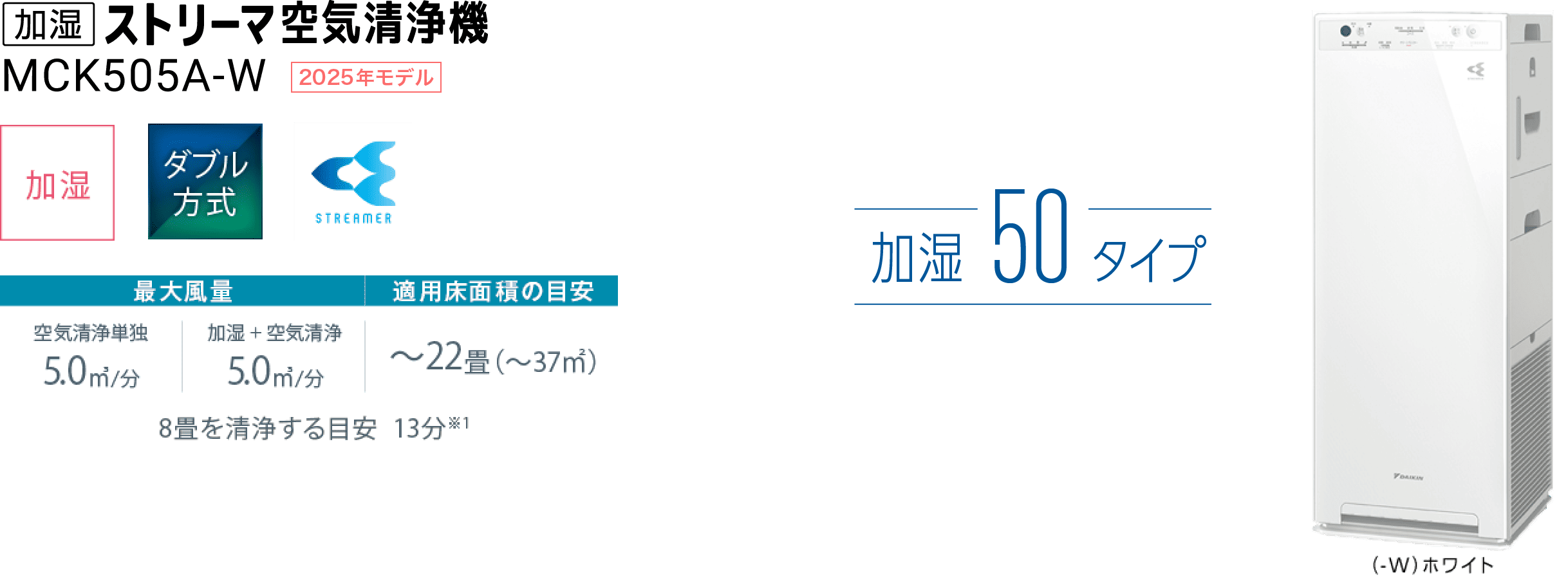 加湿ストリーマ空気清浄機 MCK505A（-W）（-T）